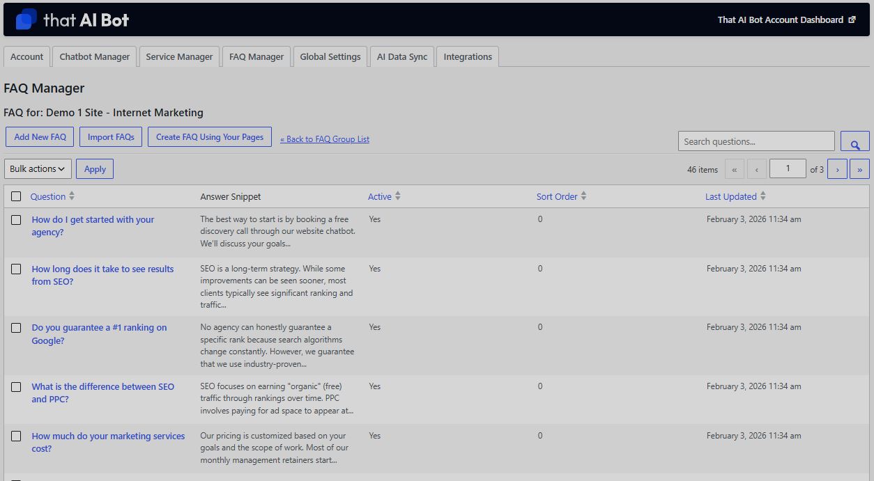 FAQ Manager and AI Importer